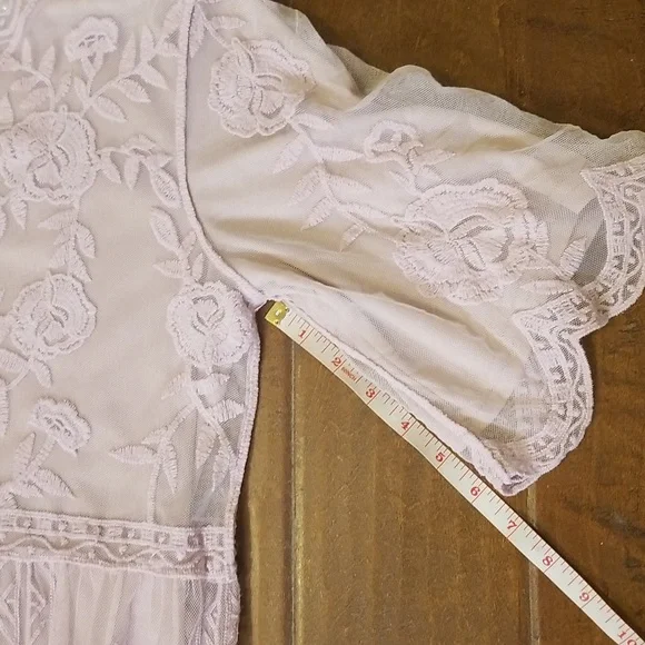 Tea N Rose Womens Shortsleeve Sheer Lined Lavender Maxi Dress - Picture 11 of 12